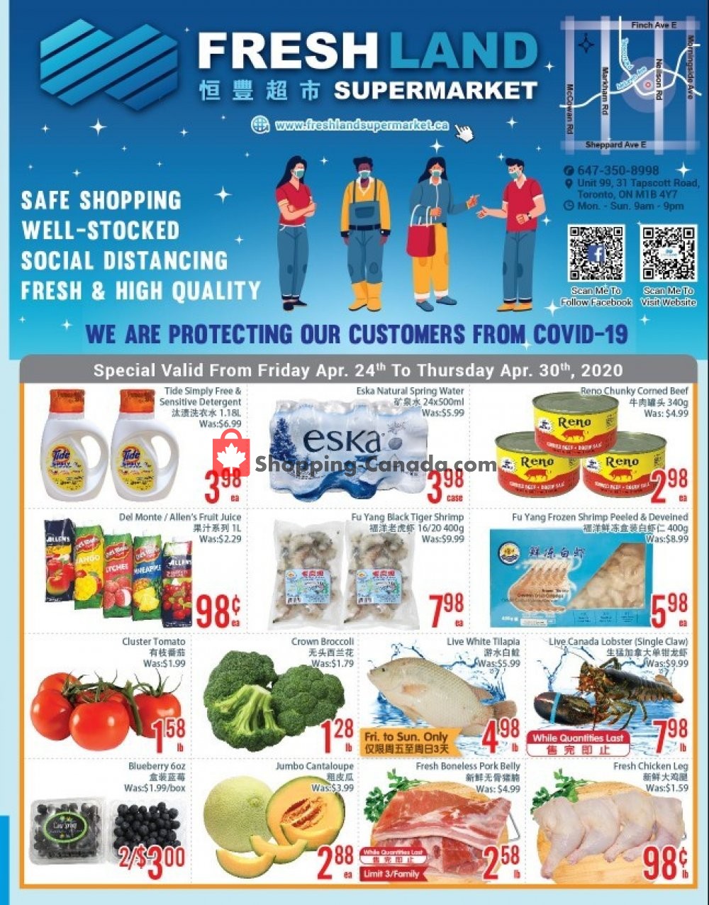 FreshLand Supermarket flyer from Friday April 24, 2020 to Thursday April 30, 2020 - page 1
