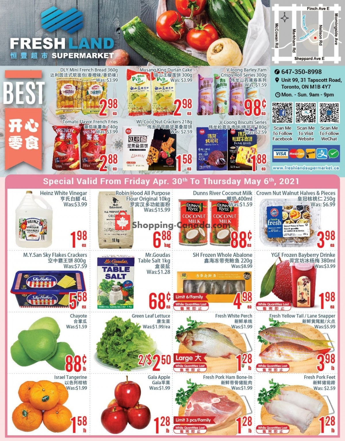 FreshLand Supermarket flyer from Friday April 30, 2021 to Thursday May 6, 2021 - page 1