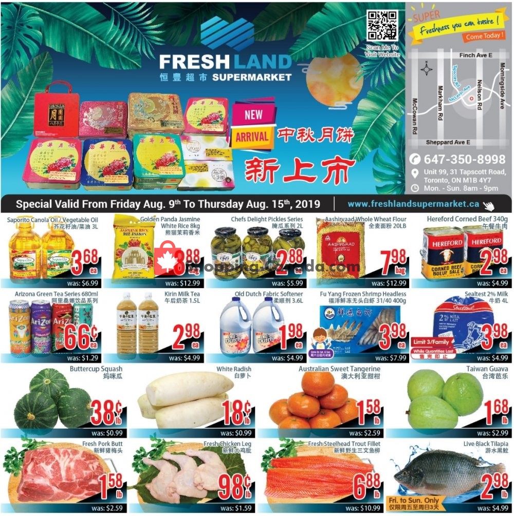 FreshLand Supermarket flyer from Friday August 9, 2019 to Thursday August 15, 2019 - page 1