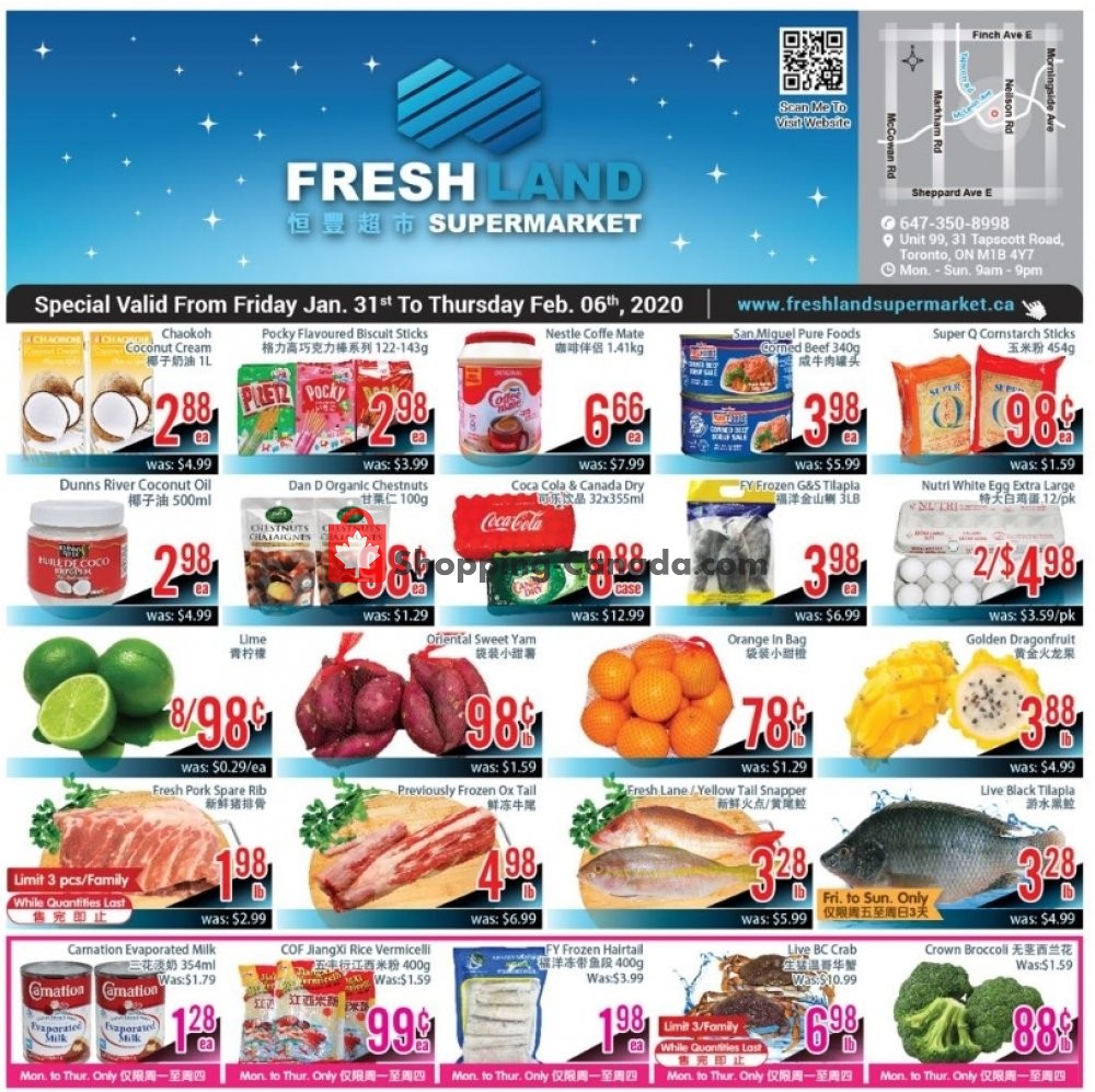 FreshLand Supermarket flyer from Friday January 31, 2020 to Thursday February 6, 2020 - page 1