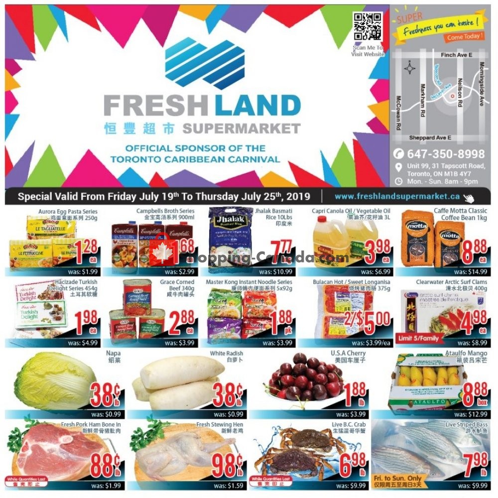 FreshLand Supermarket flyer from Friday July 19, 2019 to Thursday July 25, 2019 - page 1