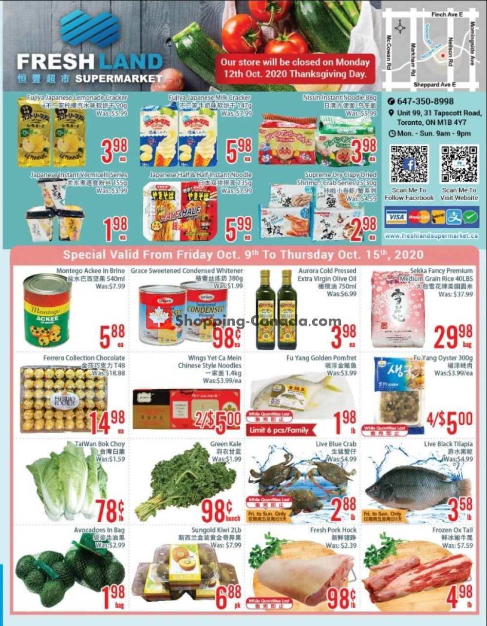 FreshLand Supermarket flyer from Friday October 9, 2020 to Thursday October 15, 2020 - page 1