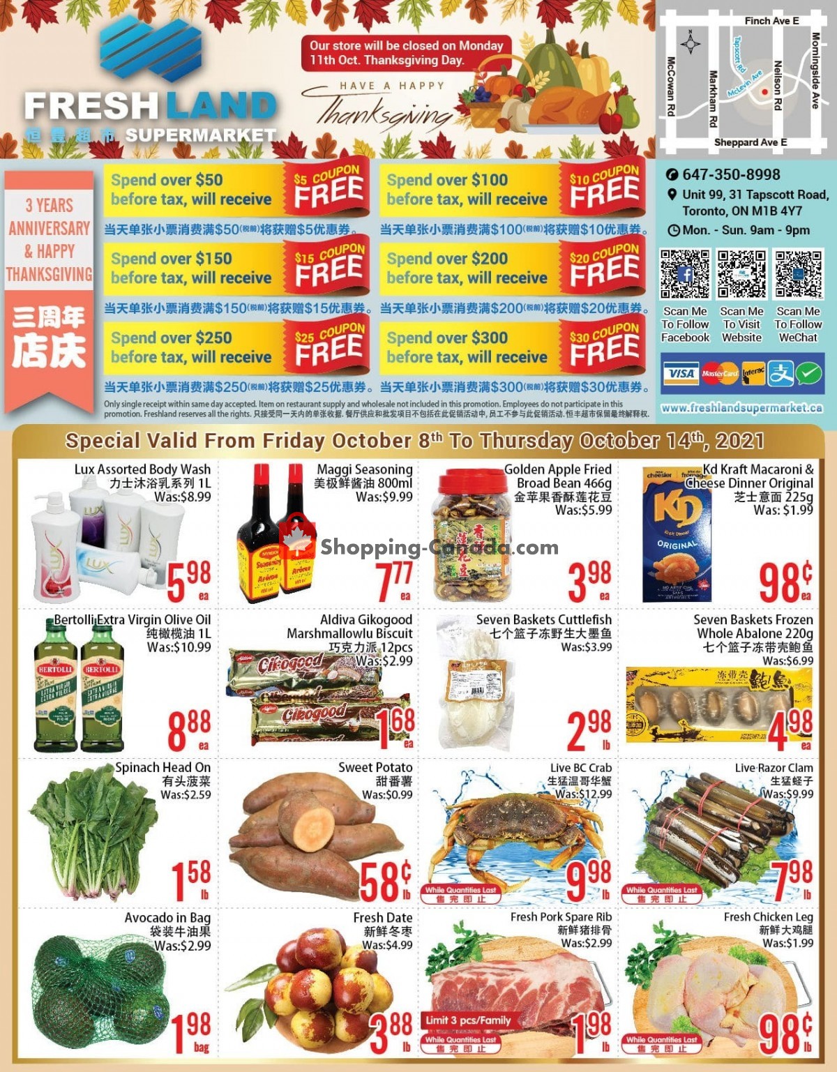 FreshLand Supermarket flyer from Friday October 8, 2021 to Thursday October 14, 2021 - page 1