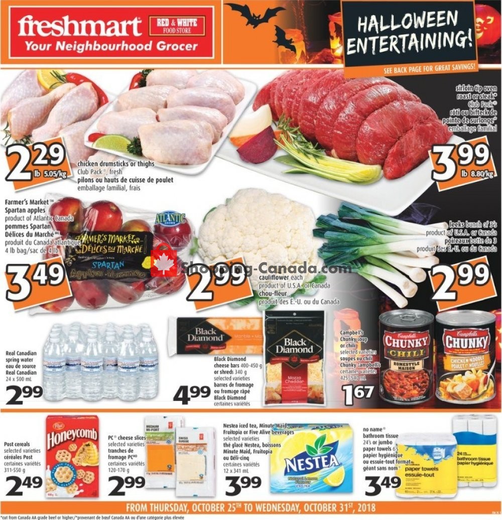 Freshmart flyer from Thursday October 25, 2018 to Wednesday October 31, 2018 - page 1