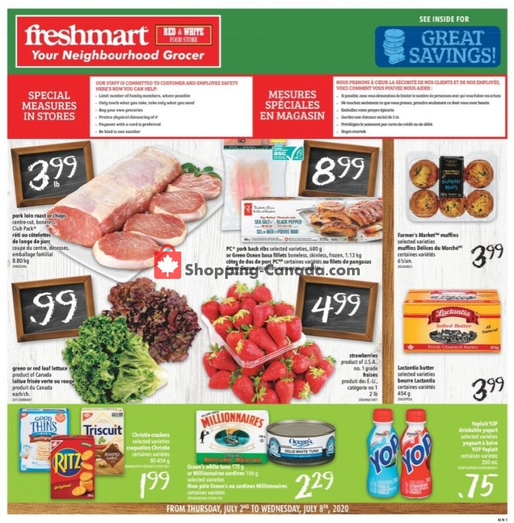Freshmart flyer from Thursday July 2, 2020 to Wednesday July 8, 2020 - page 1