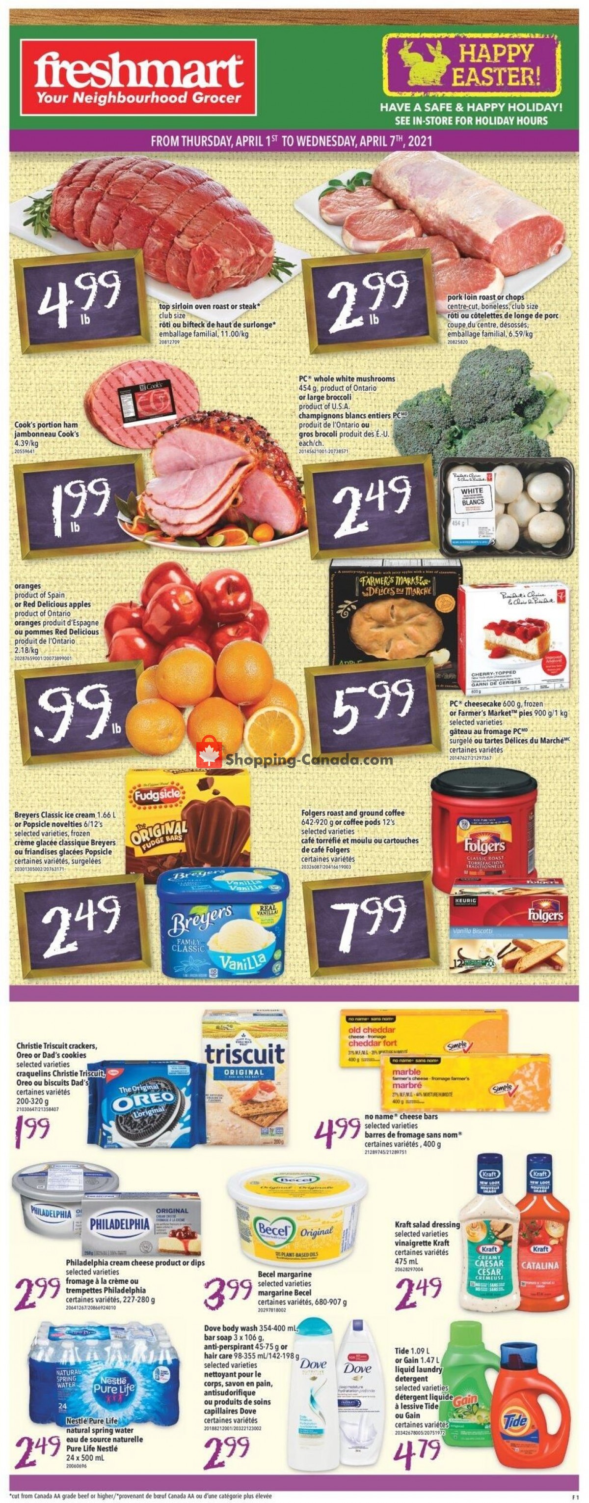 Freshmart flyer from Thursday April 1, 2021 to Wednesday April 7, 2021 - page 1