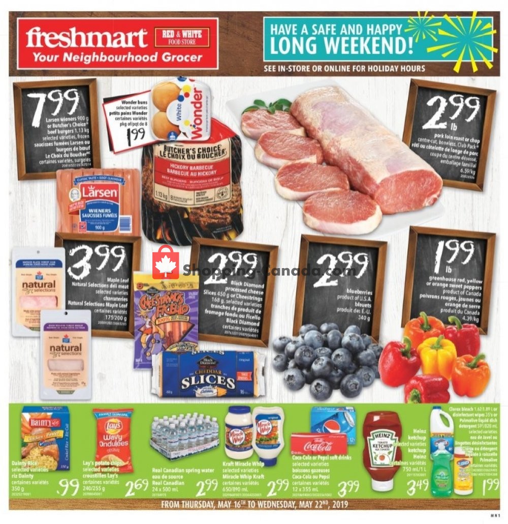 Freshmart flyer from Thursday May 16, 2019 to Wednesday May 22, 2019 - page 1