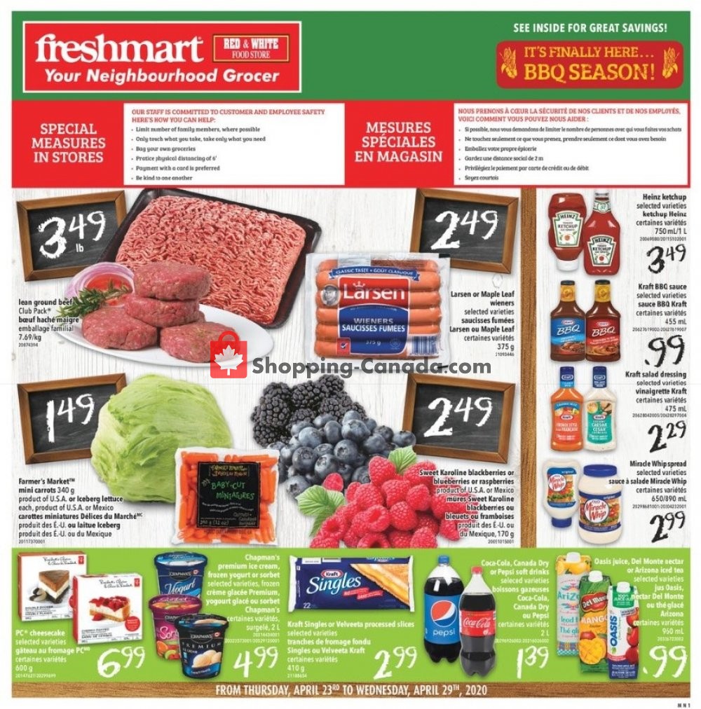 Freshmart flyer from Thursday April 23, 2020 to Wednesday April 29, 2020 - page 1