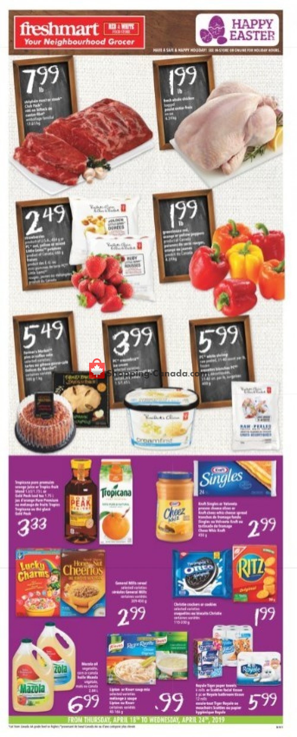 Freshmart flyer from Thursday April 18, 2019 to Wednesday April 24, 2019 - page 1