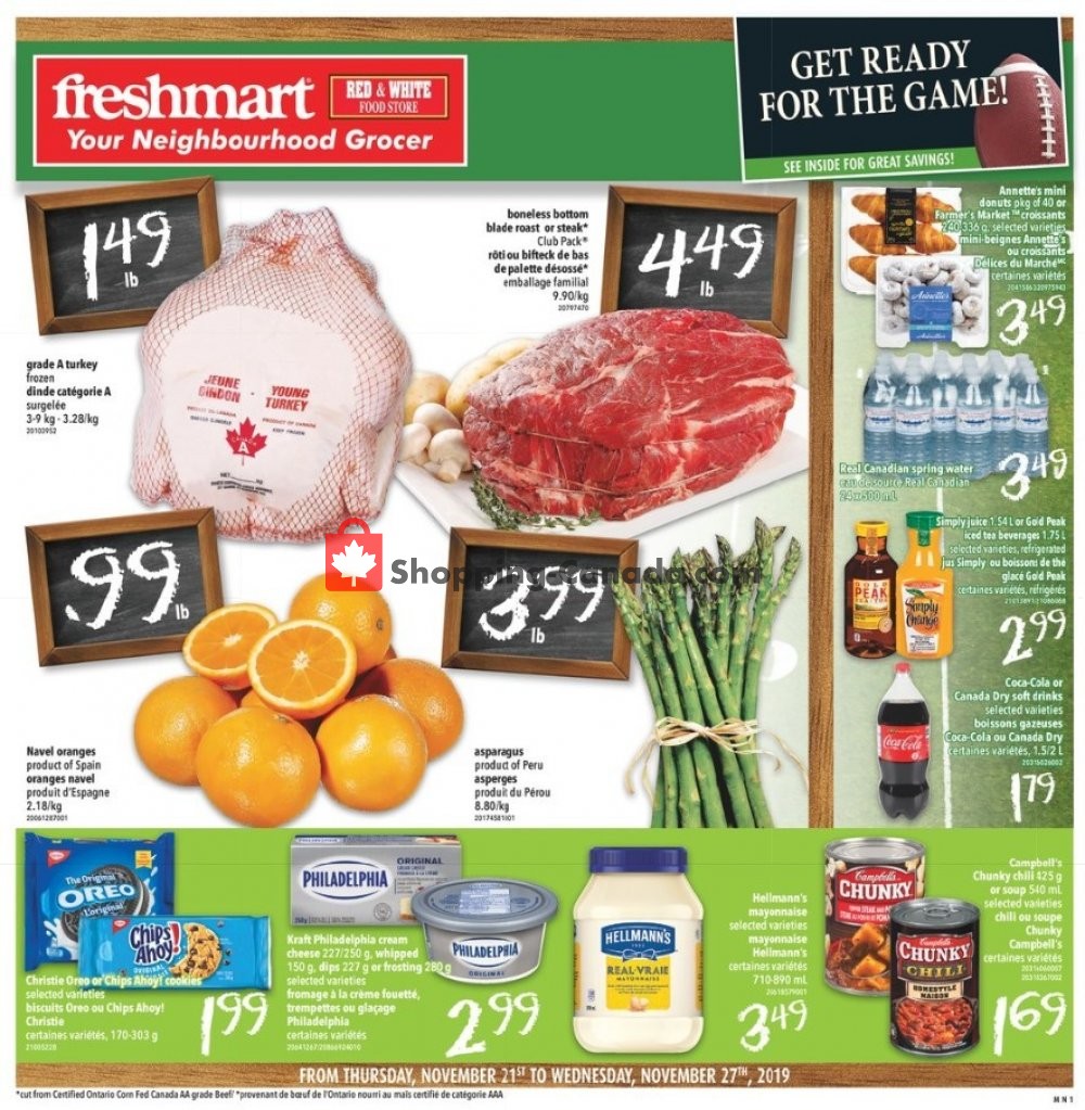 Freshmart flyer from Thursday November 21, 2019 to Wednesday November 27, 2019 - page 1