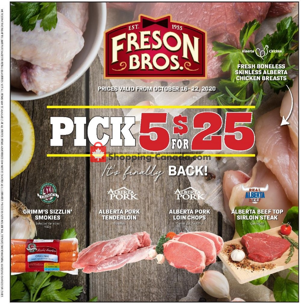 Freson Bros. flyer from Friday October 16, 2020 to Thursday October 22, 2020 - page 1