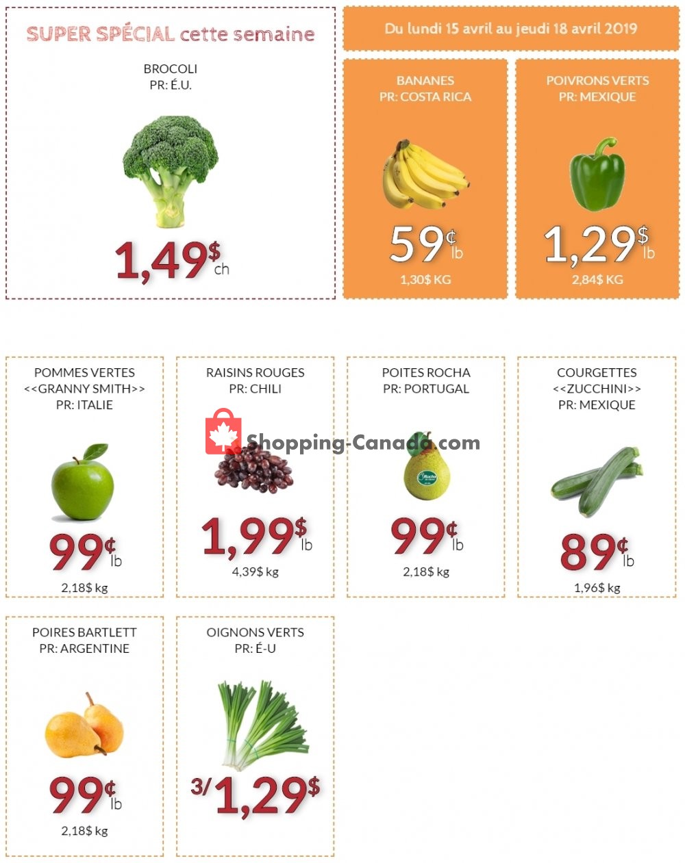 Fruiterie 440 flyer from Monday April 15, 2019 to Thursday April 18, 2019 - page 1