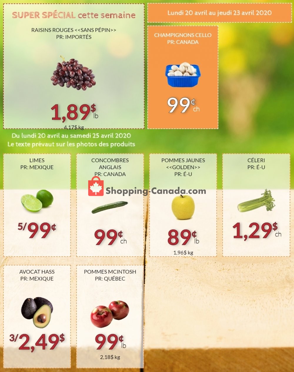 Fruiterie 440 flyer from Monday April 20, 2020 to Saturday April 25, 2020 - page 1