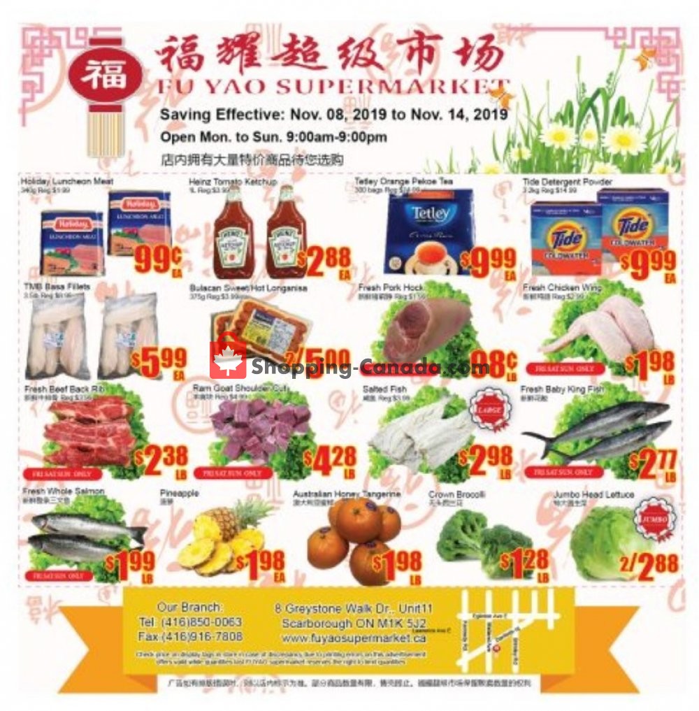 Fu Yao Supermarket flyer from Friday November 8, 2019 to Thursday November 14, 2019 - page 1