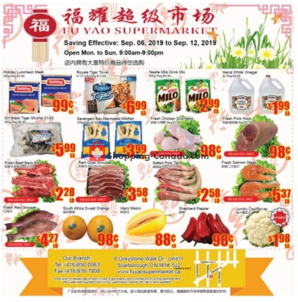 Fu Yao Supermarket flyer from Friday September 6, 2019 to Thursday September 12, 2019 - page 1