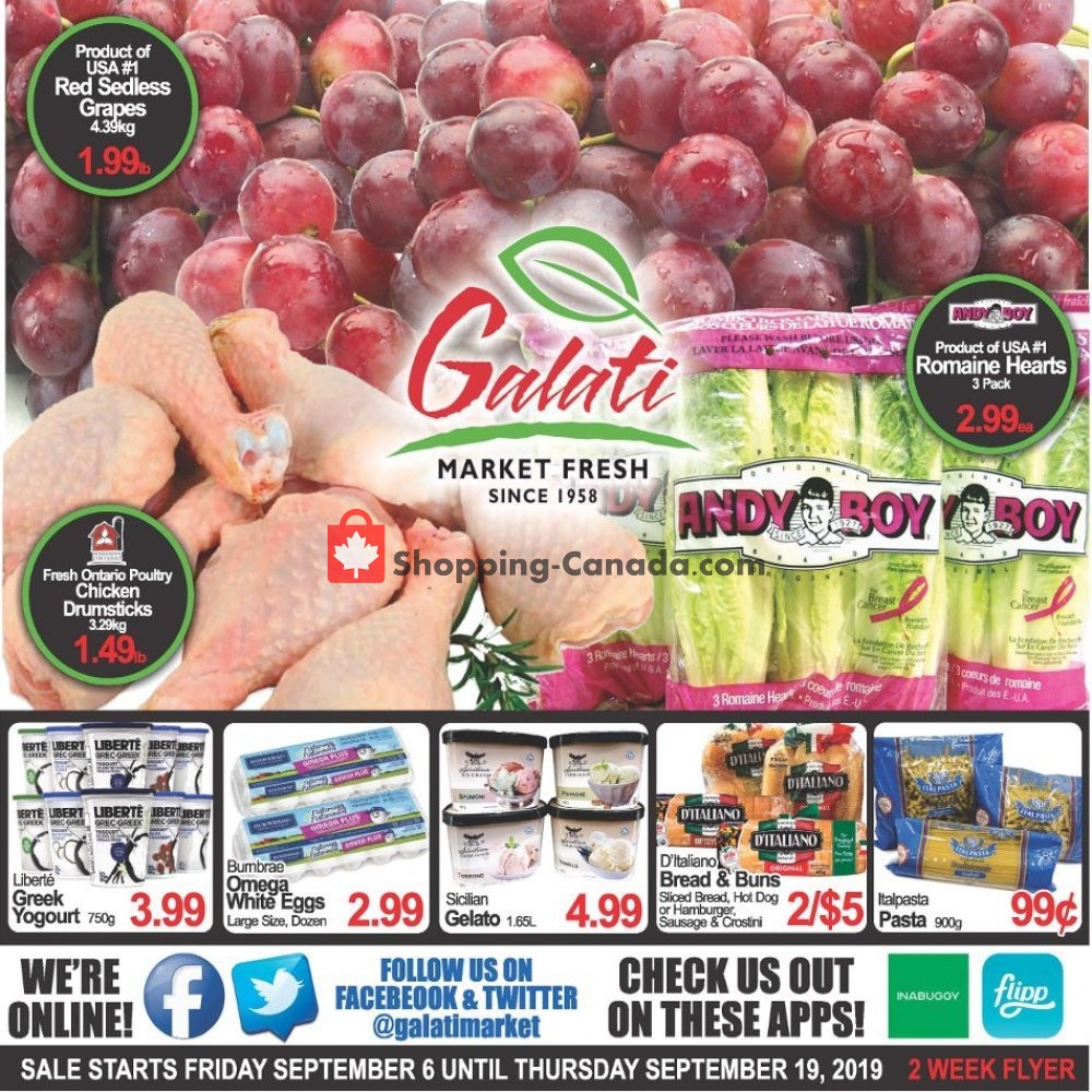 Galati Market Fresh flyer from Friday September 6, 2019 to Thursday September 19, 2019 - page 1