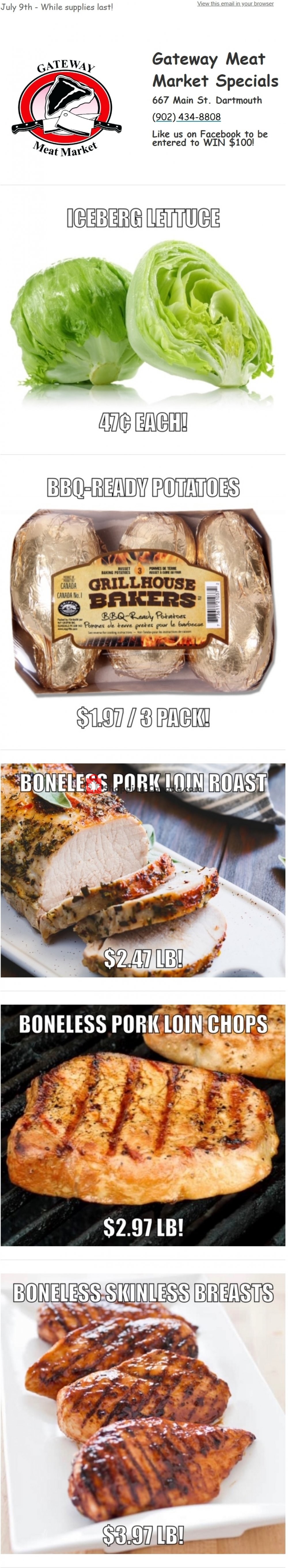 Gateway Meat Market flyer from Thursday July 9, 2020 to Wednesday July 15, 2020 - page 1