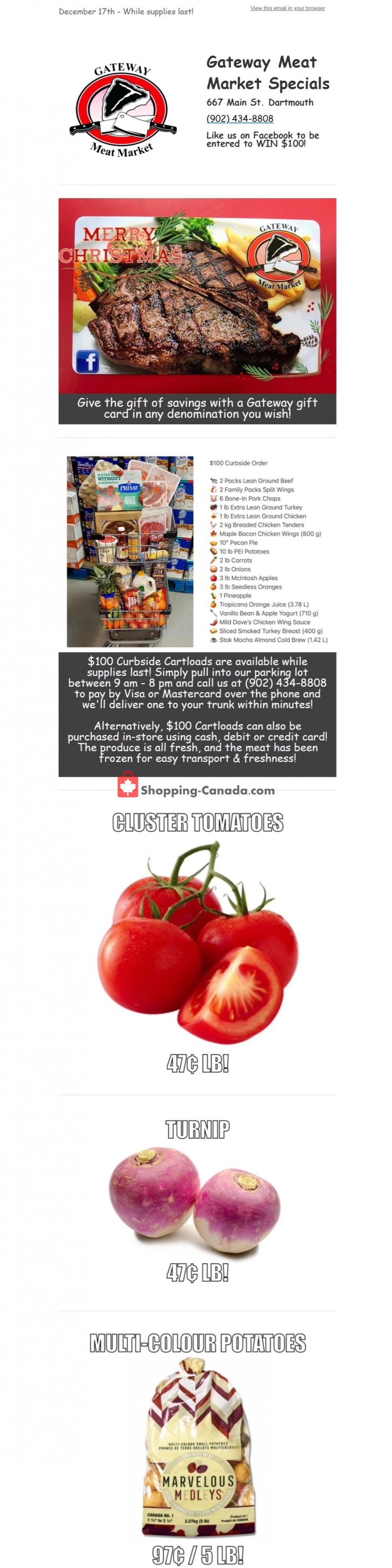 Gateway Meat Market flyer from Thursday December 17, 2020 to Wednesday December 23, 2020 - page 1