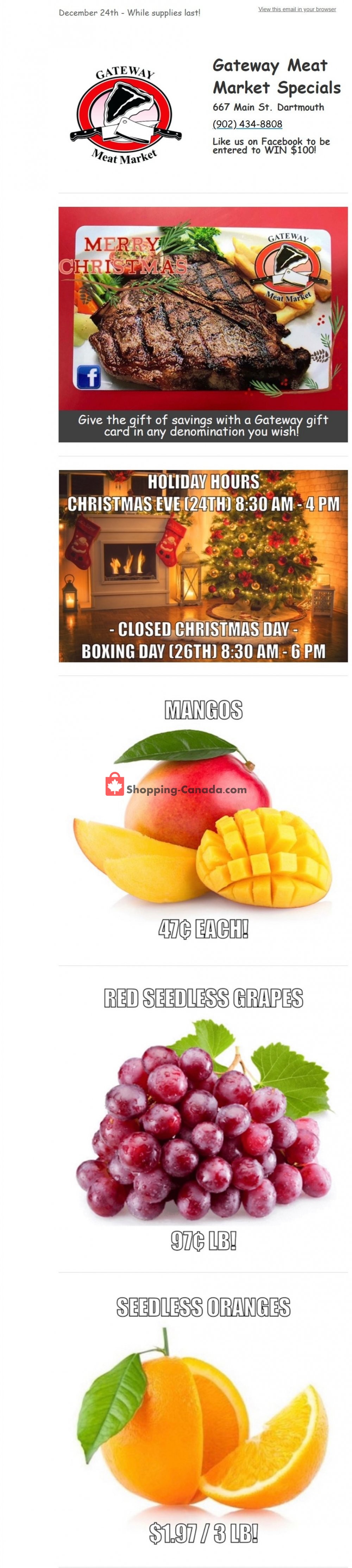 Gateway Meat Market flyer from Thursday December 24, 2020 to Wednesday December 30, 2020 - page 1