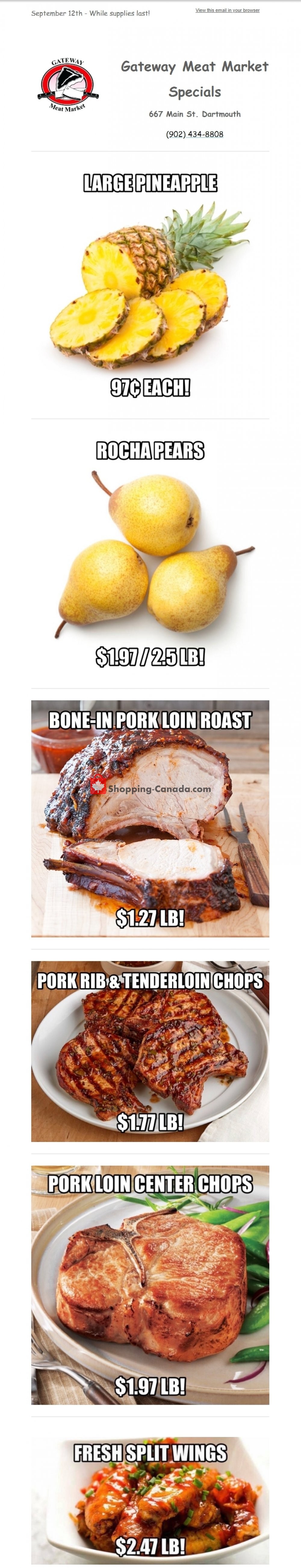 Gateway Meat Market flyer from Thursday September 12, 2019 to Wednesday September 18, 2019 - page 1