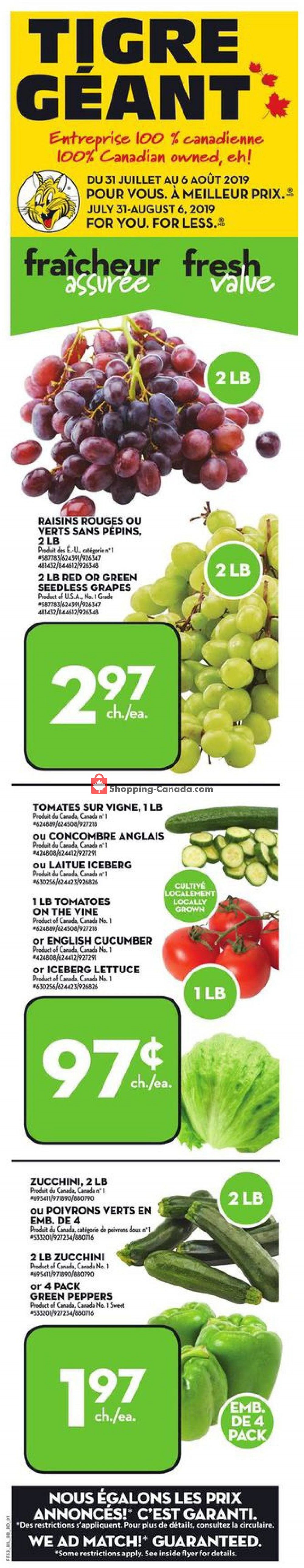Giant Tiger flyer from Wednesday July 31, 2019 to Tuesday August 6, 2019 - page 1