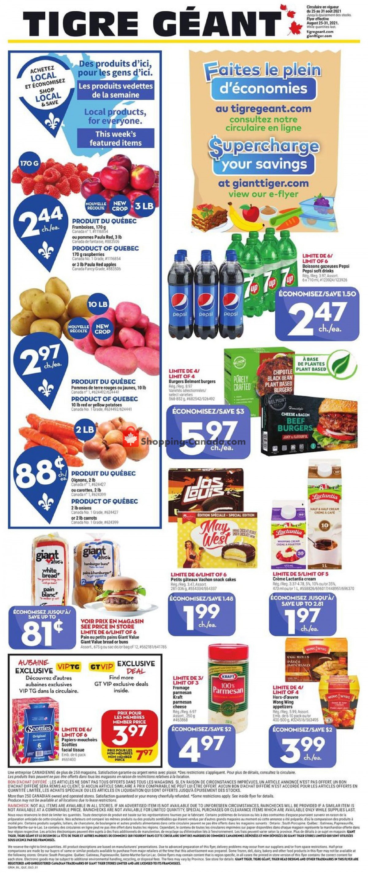 Giant Tiger Canada, flyer (Faites Le Plein D'economies QC) August
