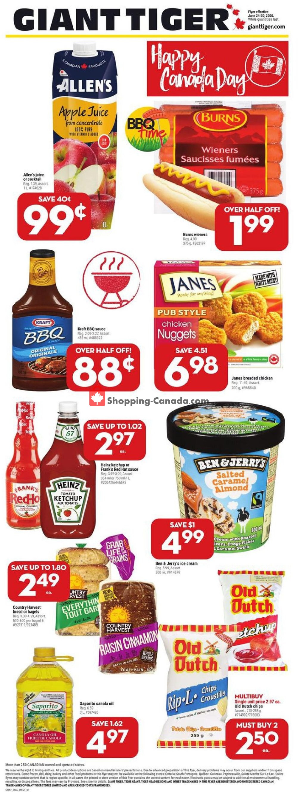 Giant Tiger Canada, flyer (Happy Canada Day West) June 24 June