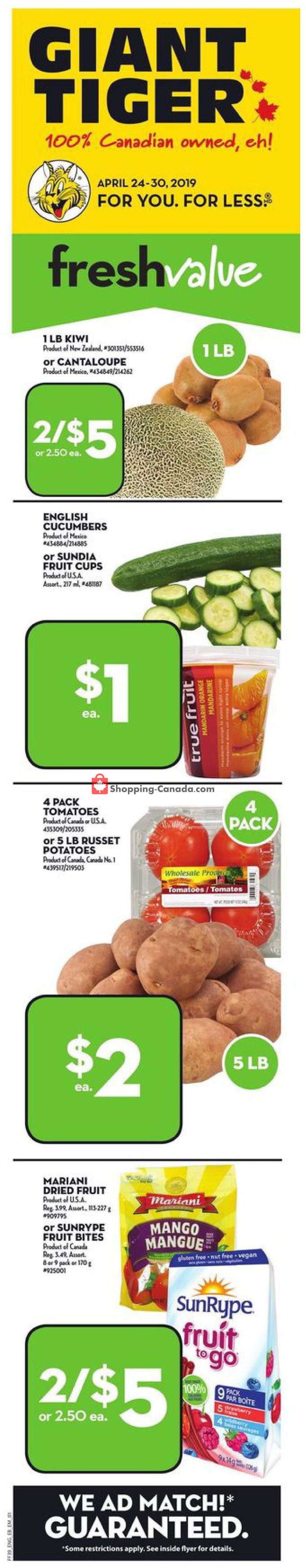 Giant Tiger flyer from Wednesday April 24, 2019 to Tuesday April 30, 2019 - page 1