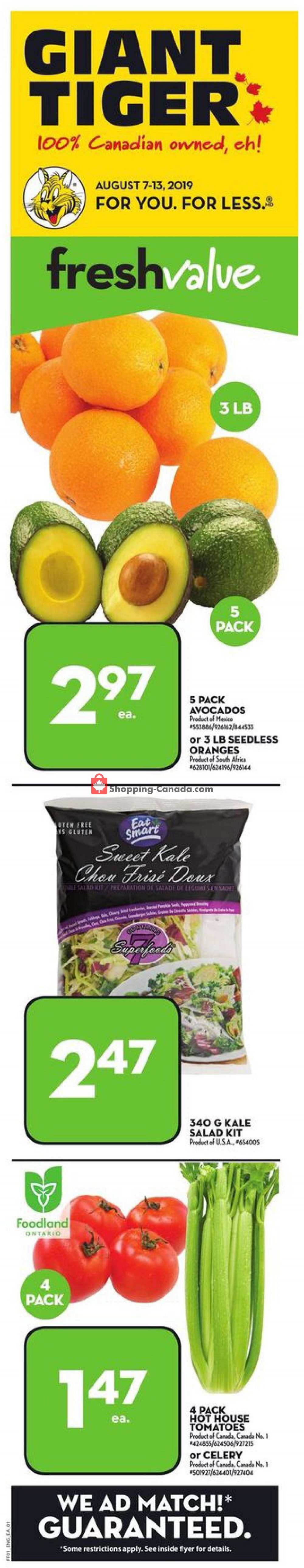 Giant Tiger flyer from Wednesday August 7, 2019 to Tuesday August 13, 2019 - page 1