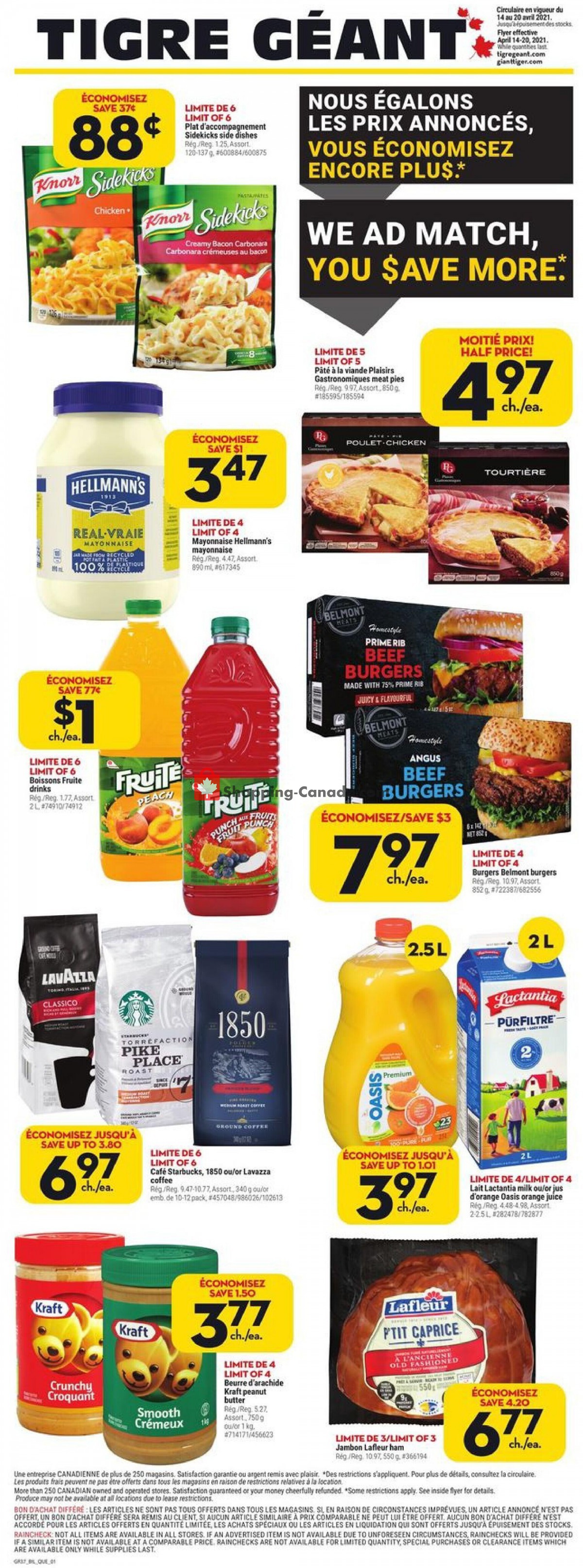 Giant Tiger Canada, flyer (Special Offer QC) April 14 April 20
