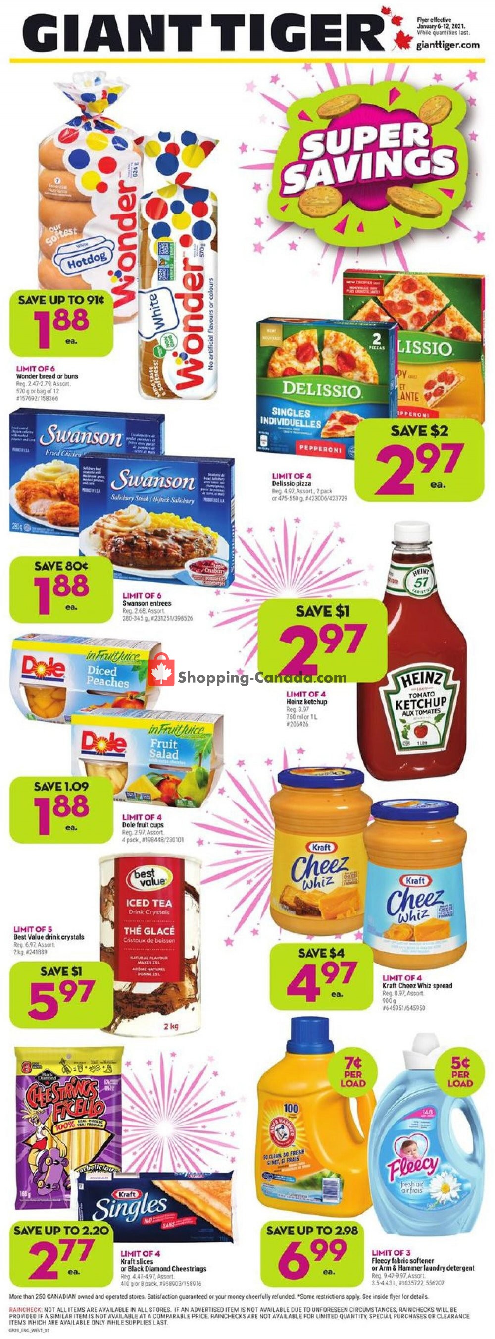 Giant Tiger Canada, flyer (Super Savings West) January 6 January