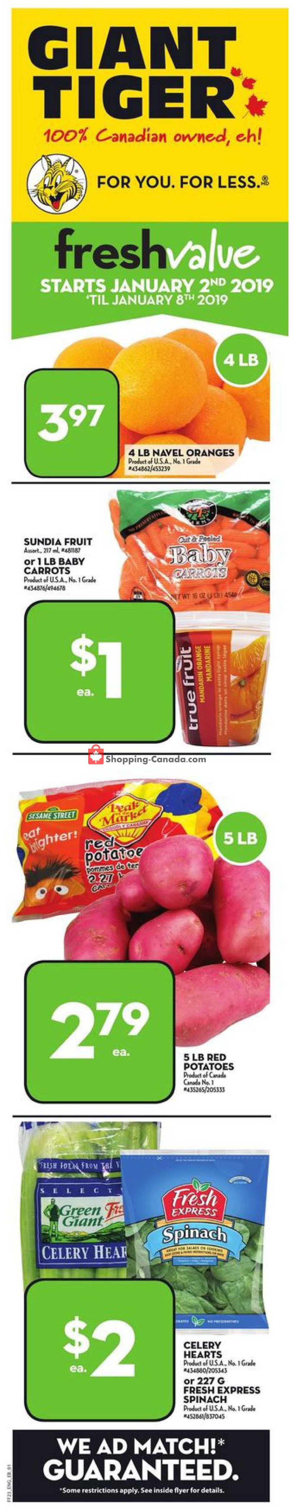 Giant Tiger flyer from Wednesday January 2, 2019 to Tuesday January 8, 2019 - page 1