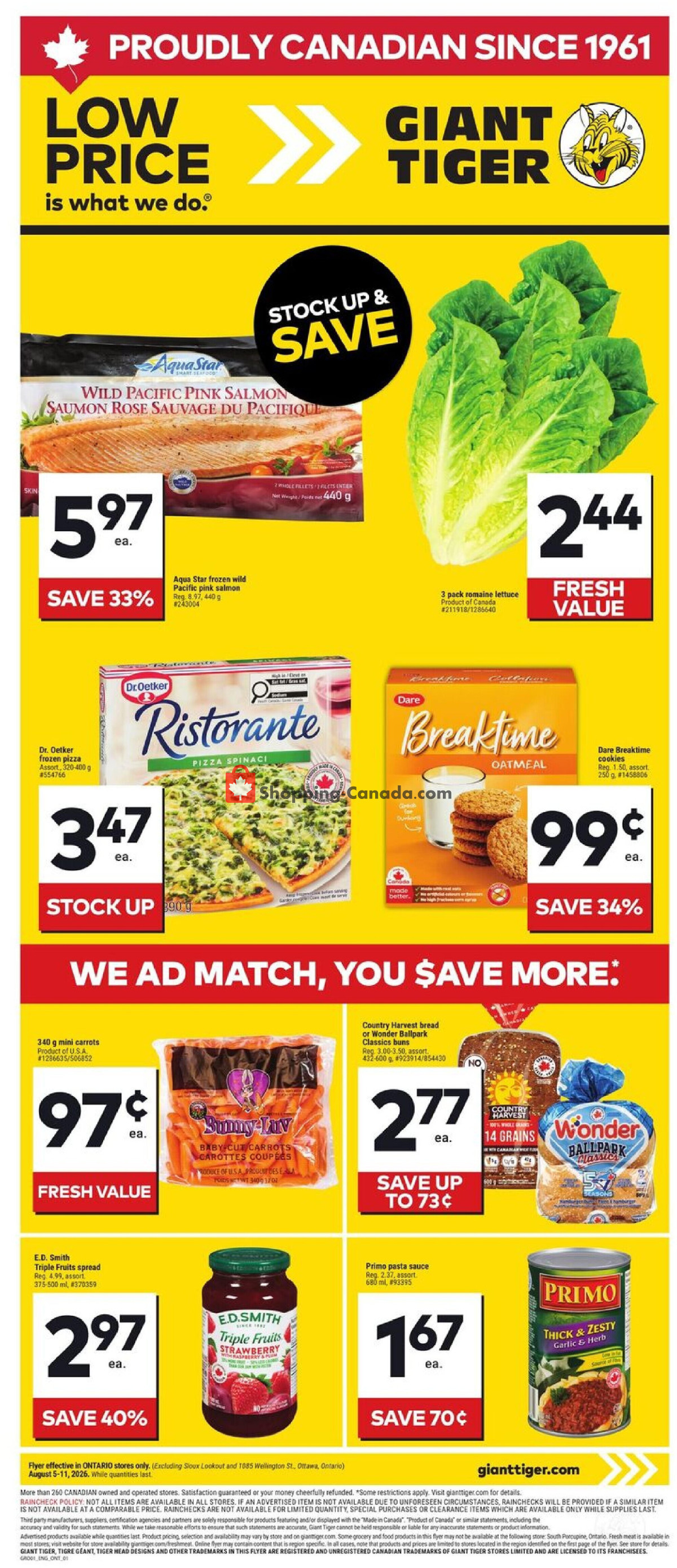 Giant Tiger flyer from Wednesday August 5, 2026 to Tuesday August 11, 2026 - page 1
