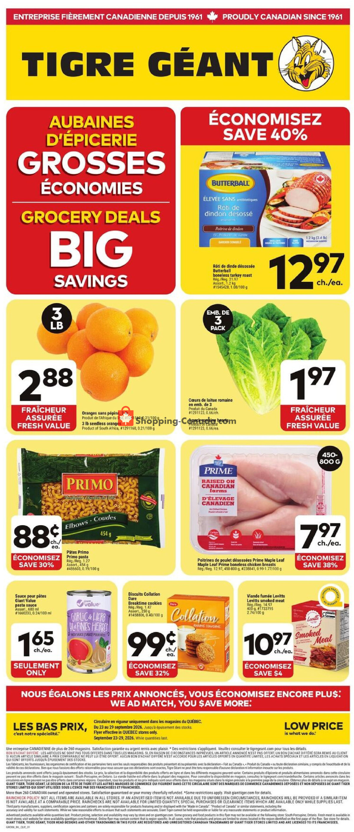 Giant Tiger flyer from Wednesday September 23, 2026 to Tuesday September 29, 2026 - page 1