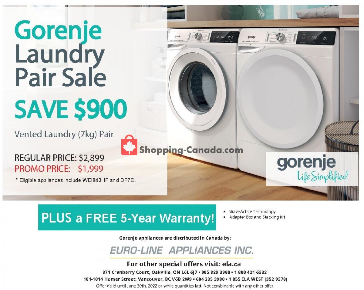 GOEMANS APPLIANCES Canada, flyer (Gorenje Laundry Pair Sale) January
