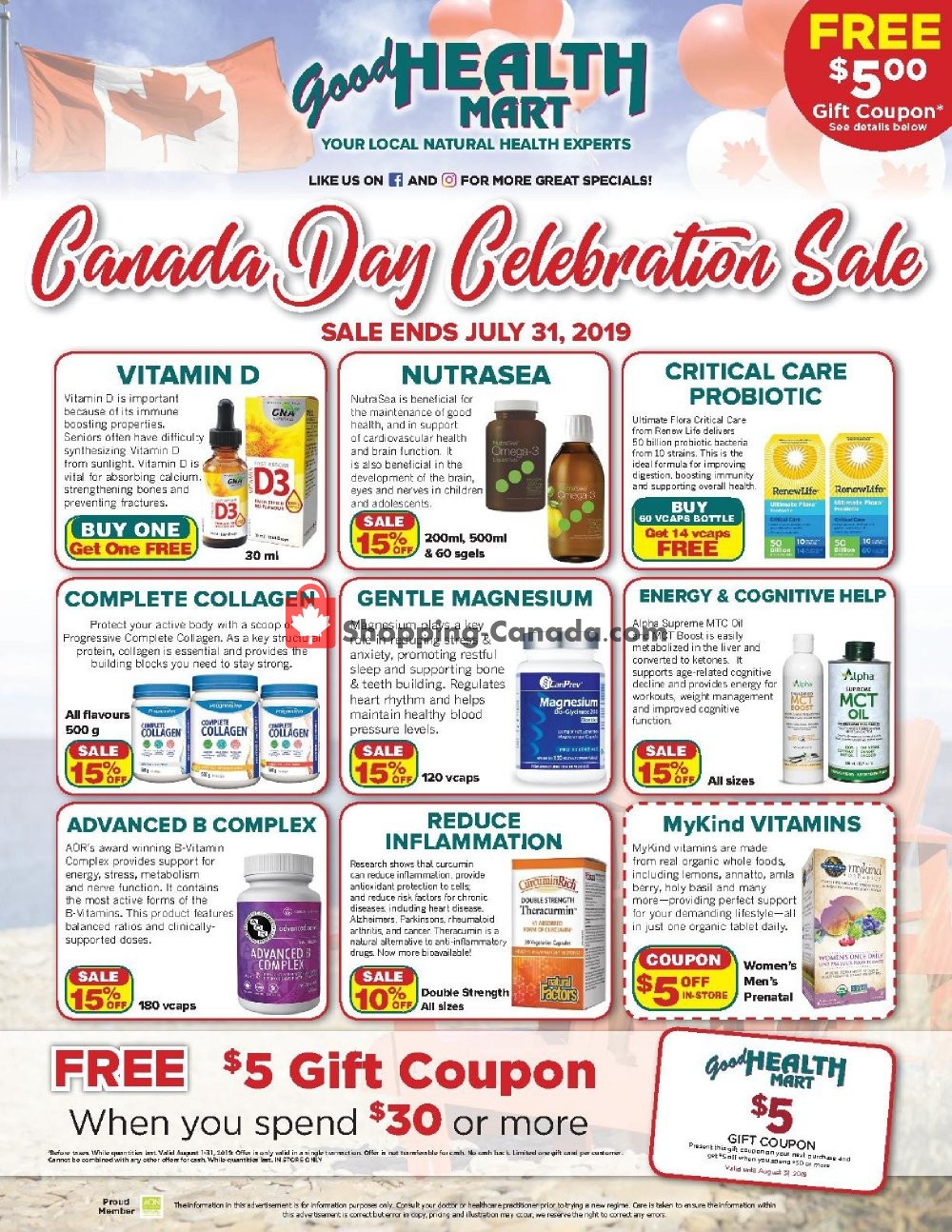 Good Health Mart flyer from Monday July 1, 2019 to Wednesday July 31, 2019 - page 1