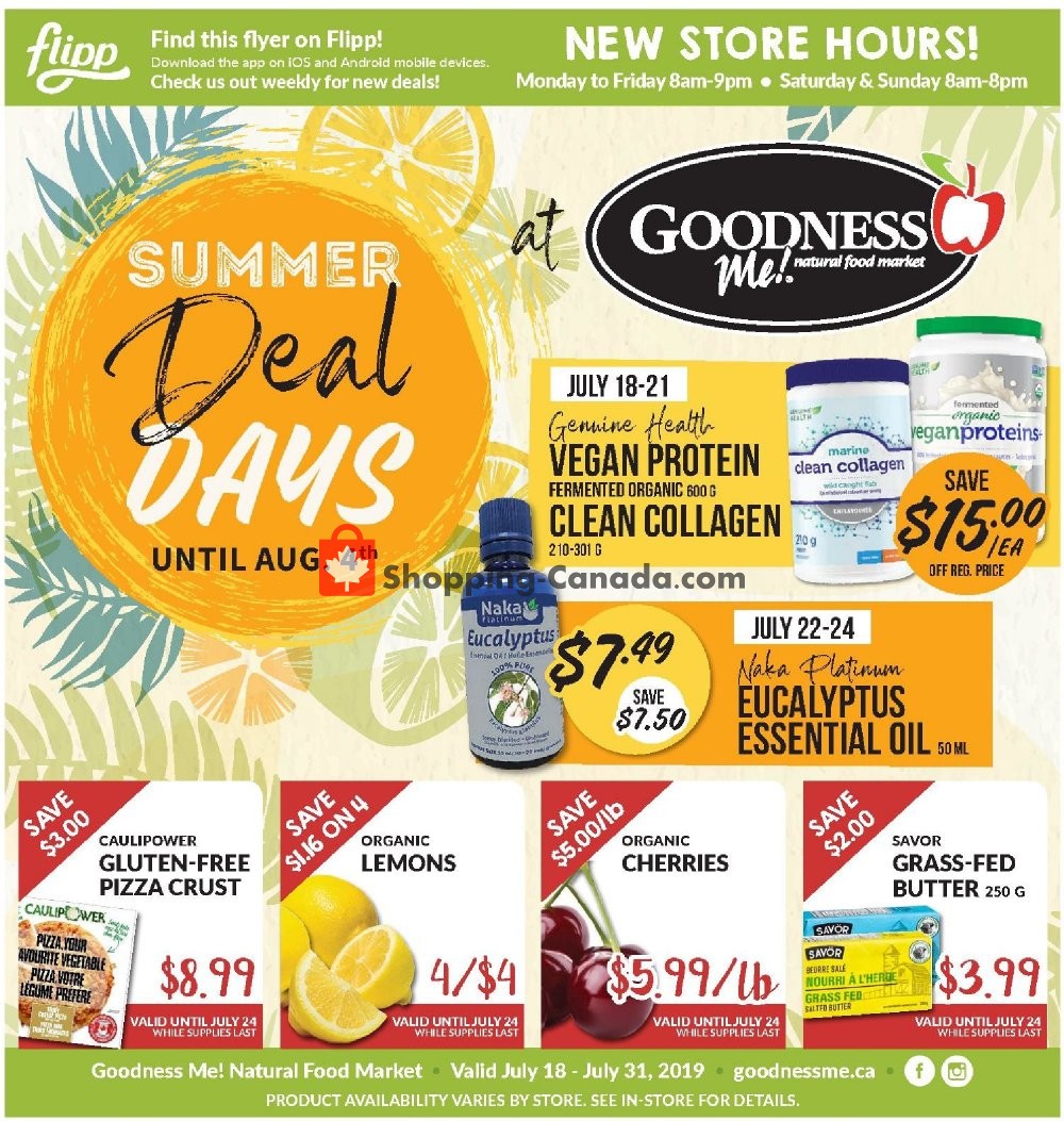 Goodness Me flyer from Thursday July 18, 2019 to Wednesday July 31, 2019 - page 1
