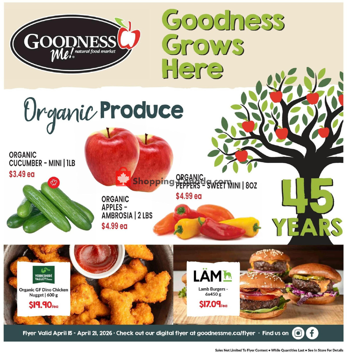 Goodness Me flyer from Wednesday April 15, 2026 to Tuesday April 21, 2026 - page 1