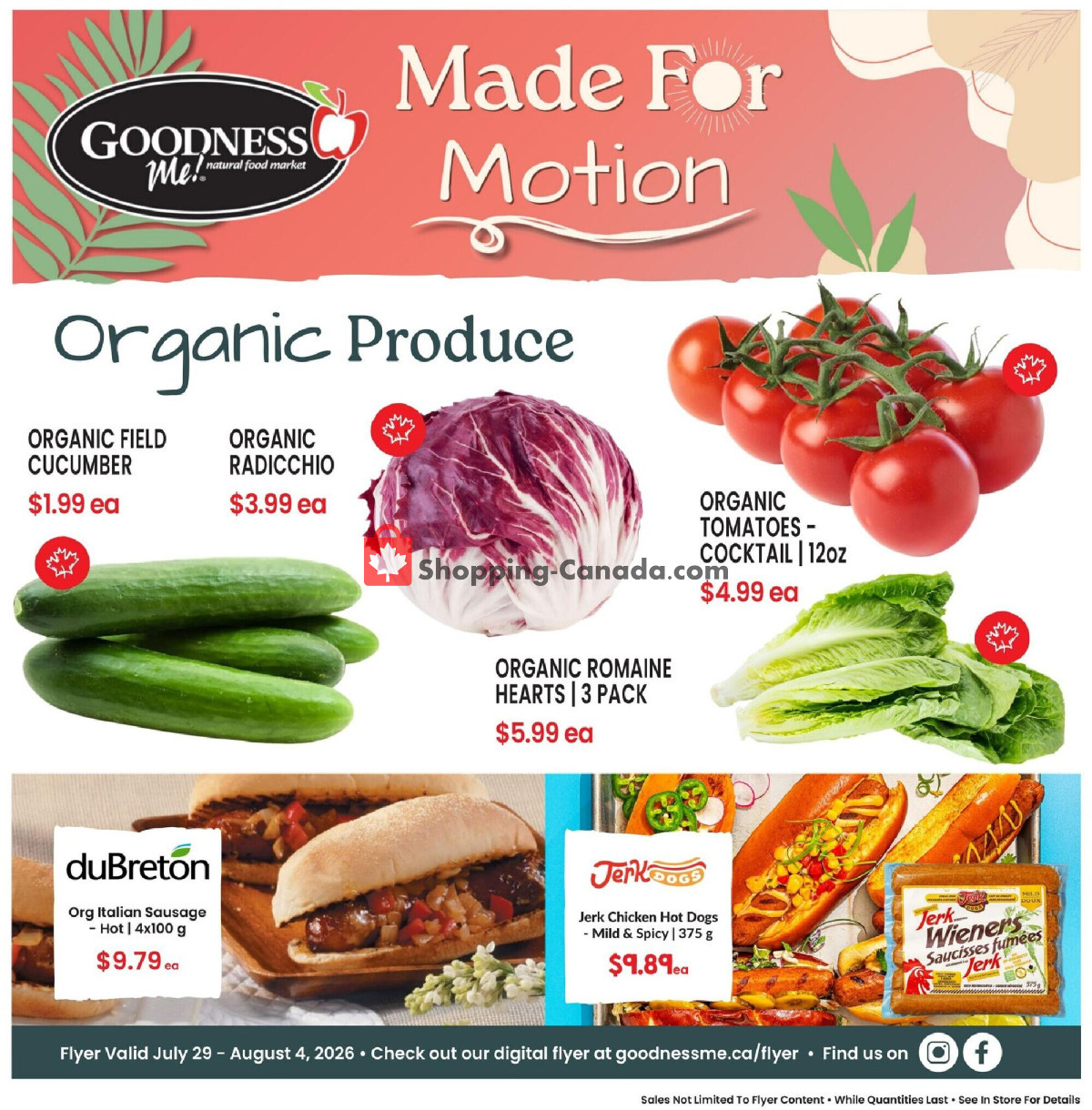 Goodness Me flyer from Wednesday July 29, 2026 to Tuesday August 4, 2026 - page 1