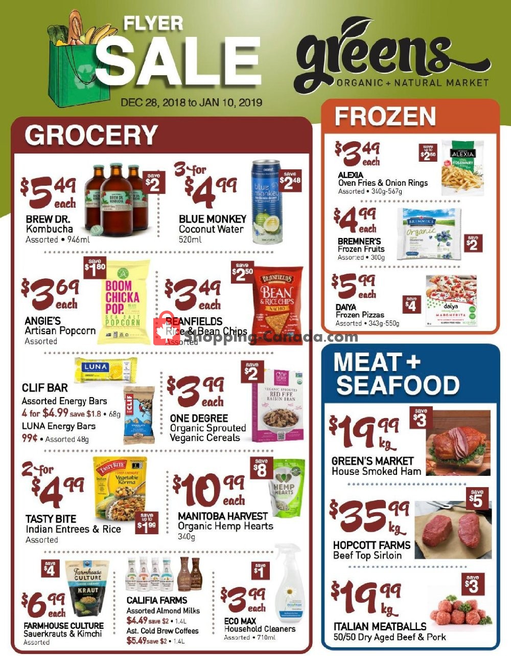 Greens Market flyer from Friday December 28, 2018 to Thursday January 10, 2019 - page 1