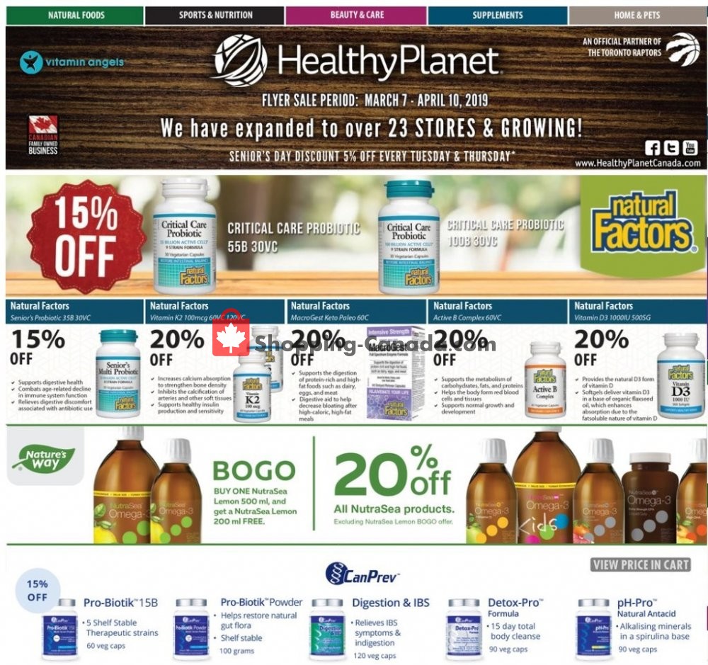 Healthy Planet flyer from Thursday March 7, 2019 to Wednesday April 10, 2019 - page 1