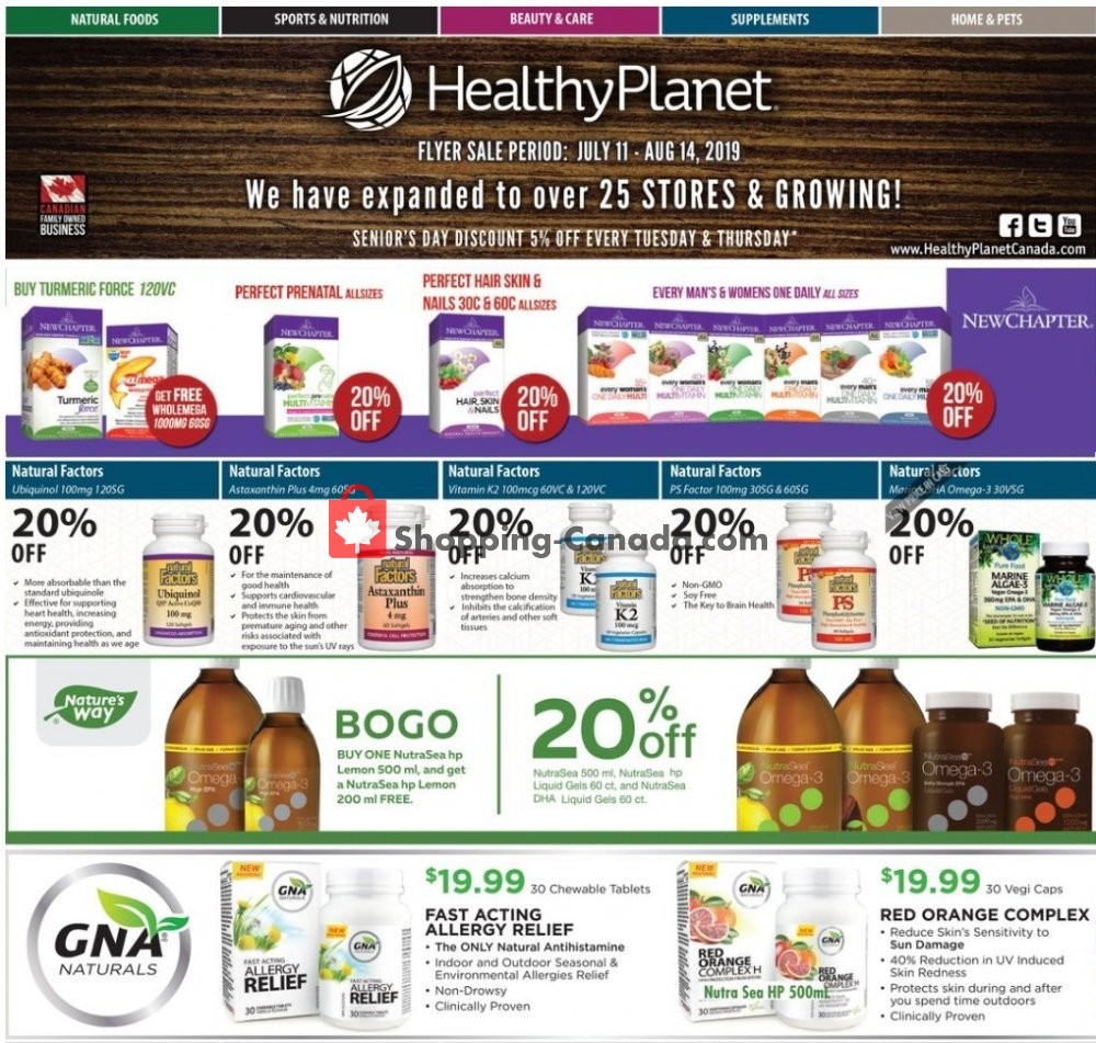 Healthy Planet flyer from Thursday July 11, 2019 to Wednesday August 14, 2019 - page 1