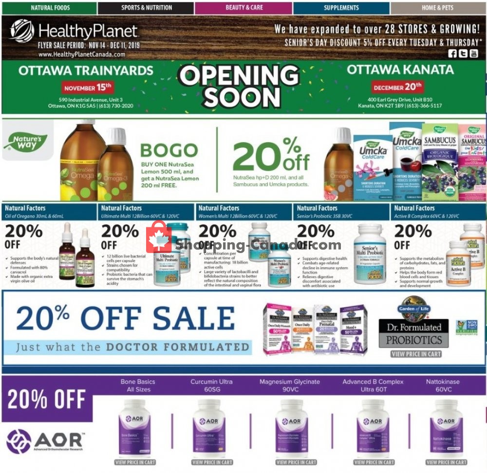 Healthy Planet flyer from Thursday November 14, 2019 to Tuesday December 31, 2019 - page 1