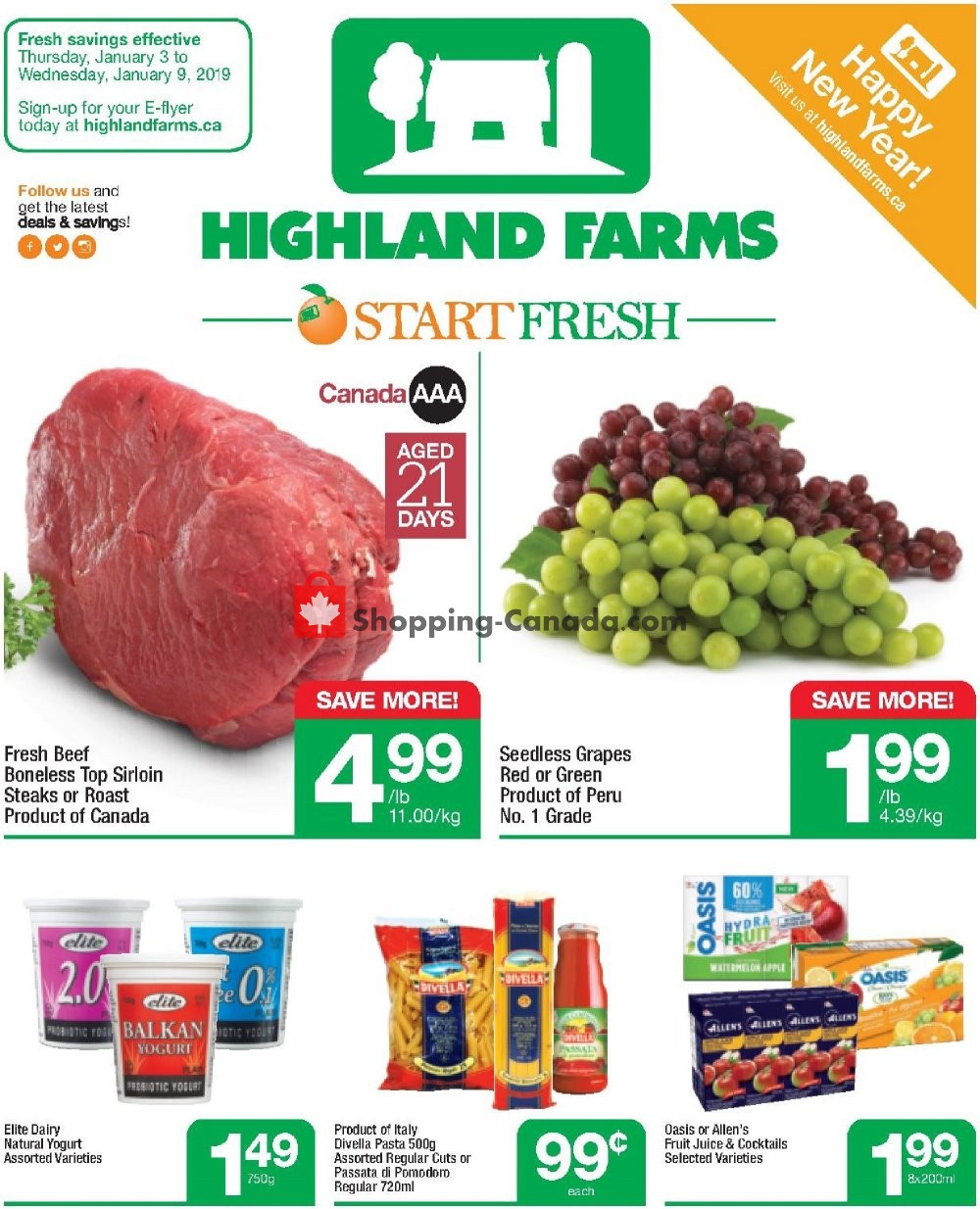 Highland Farms flyer from Thursday January 3, 2019 to Wednesday January 9, 2019 - page 1