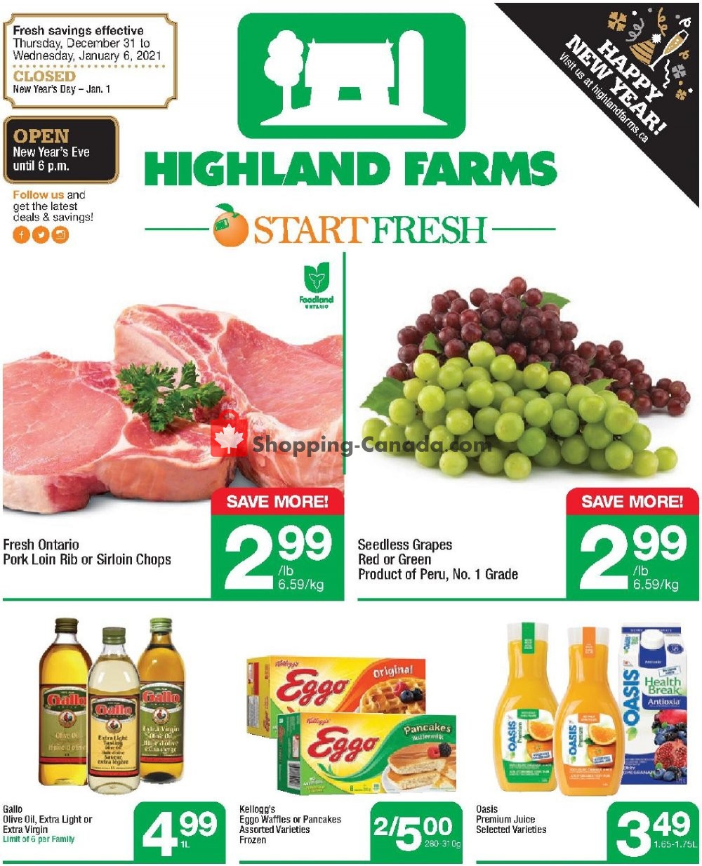Highland Farms Canada, flyer (Start Fresh) December 31 January 6