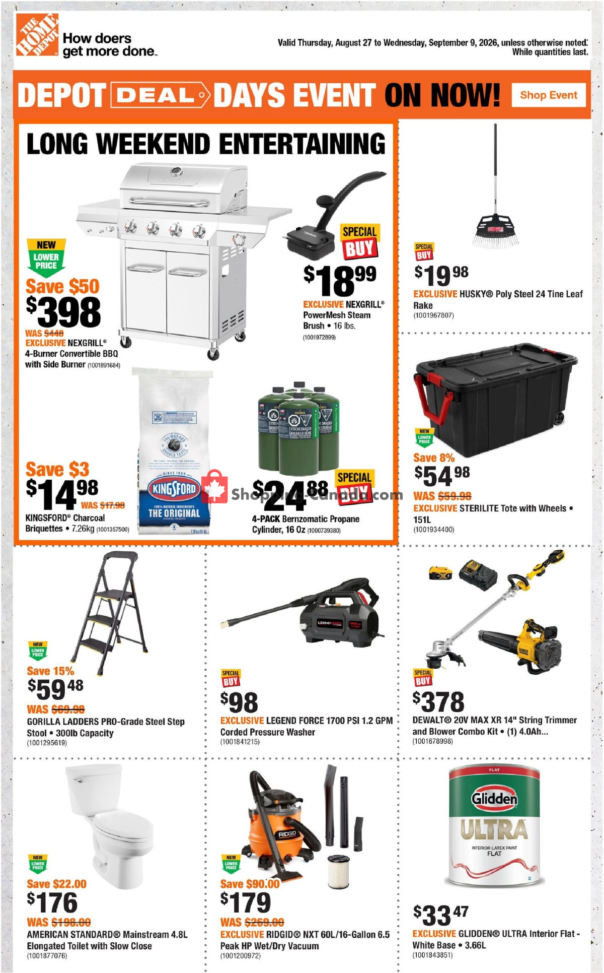 Home Depot flyer from Thursday August 27, 2026 to Wednesday September 9, 2026 - page 1