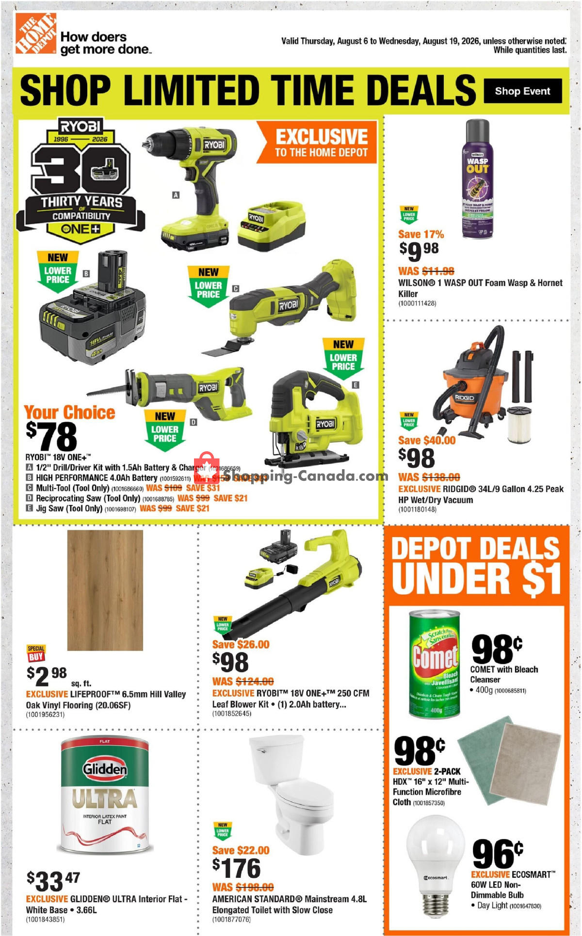 Home Depot flyer from Thursday August 6, 2026 to Wednesday August 19, 2026 - page 1