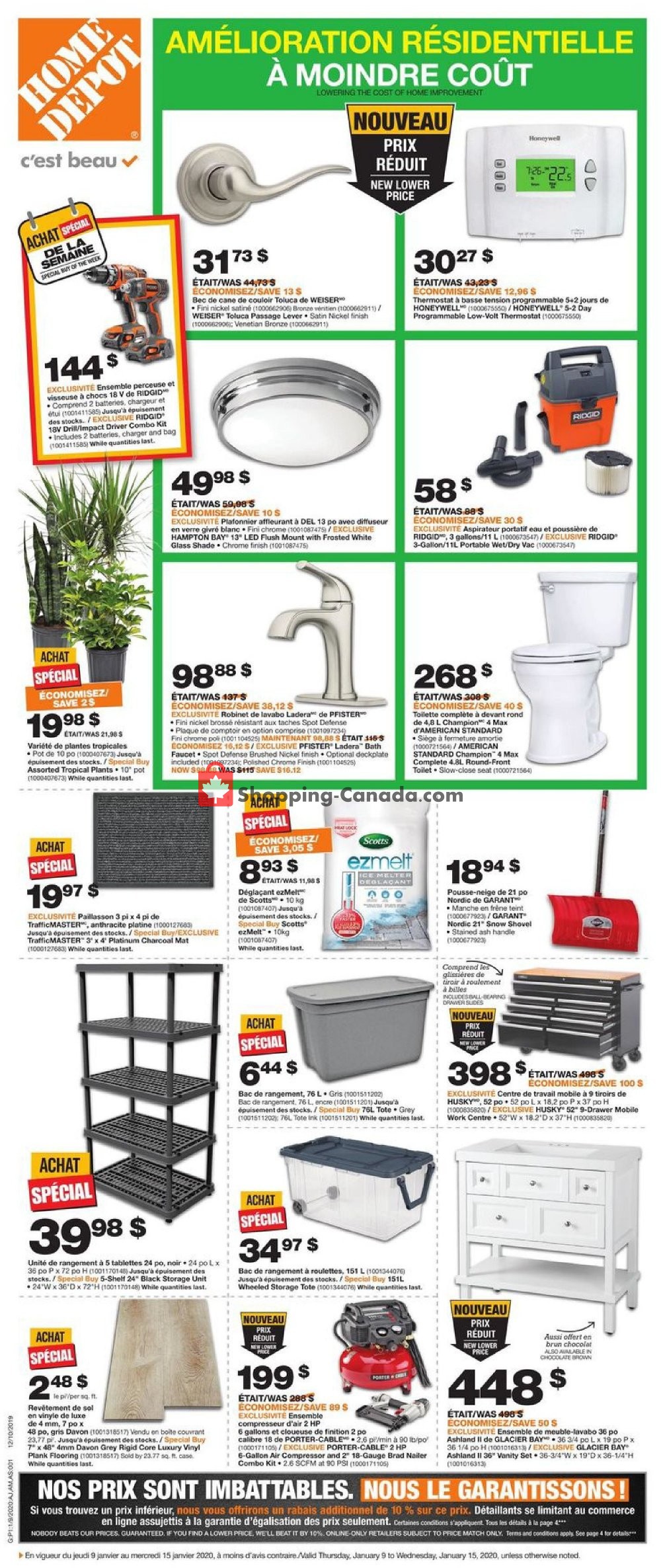 Home Depot flyer from Thursday January 9, 2020 to Wednesday January 15, 2020 - page 1