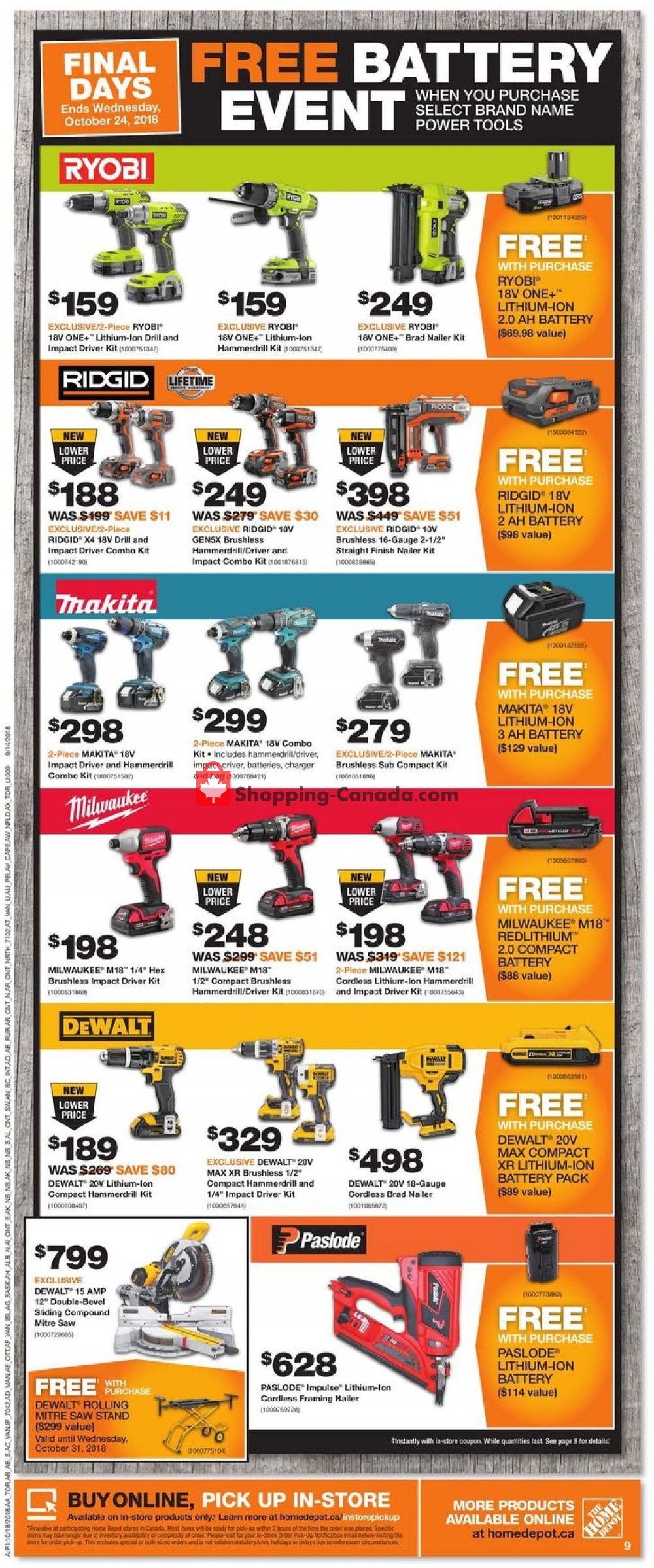 Home Depot flyer from Thursday October 18, 2018 to Wednesday October 24, 2018 - page 12