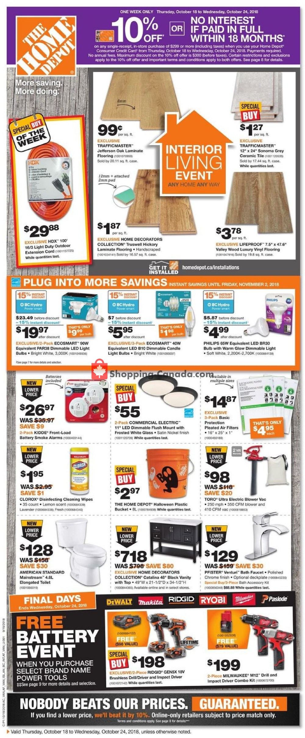 Home Depot flyer from Thursday October 18, 2018 to Wednesday October 24, 2018 - page 1